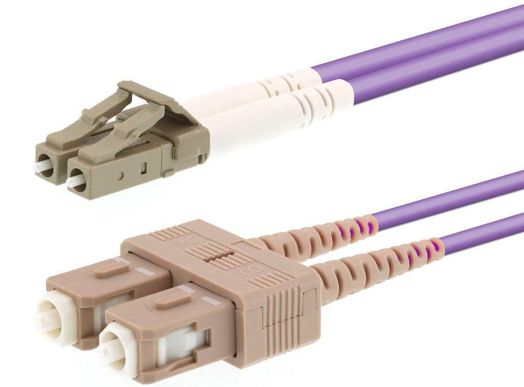 LOGON PROFESSIONAL AL5LCSC03I/4I LC/SC Fibre Patch Cable – 3m OM4 50/125µm Duplex, Purple Jacket