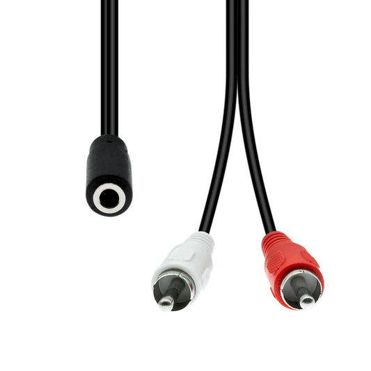ProXtend Mini-Jack 3-Pin to 2 x RCA Audio Cable – 0.2m, Black