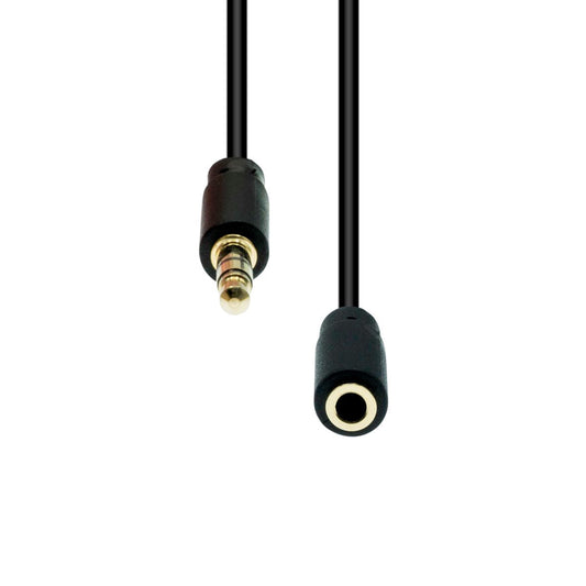 ProXtend Mini-Jack 4-Pin Slim Extension Cable 1.5m Black – 3.5mm Male to Female Audio Lead