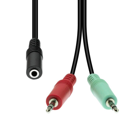 ProXtend M4F2XM3-004 Mini-Jack 4-Pin to 2x 3-Pin Audio Cable F-M Black 0.4m