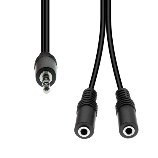 ProXtend 3.5mm 3-Pin to Dual 2-Pin Audio Cable – 20cm Male to Female Black