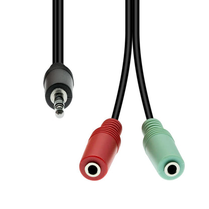 ProXtend M42XM3F-003 Mini-Jack 4-Pin to 2x 3-Pin Audio Cable M-F Black 0.3m 3.5mm