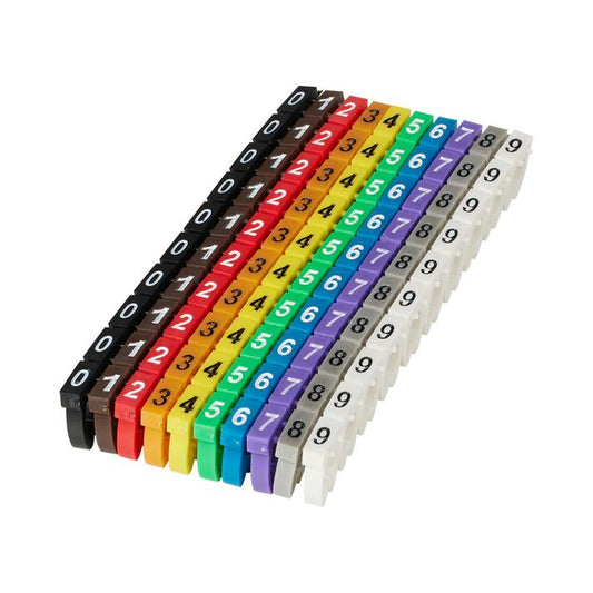 Microconnect Numbered Cable Marker Clips – 100 Multi-Colour Pieces