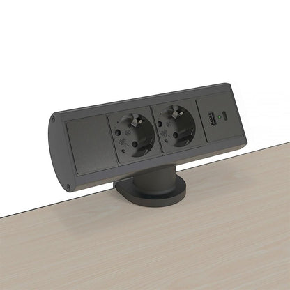 Forming Function 935-D2CC Power Strip – Desk Mount, 2 Power, USB-A & USB-C, Black