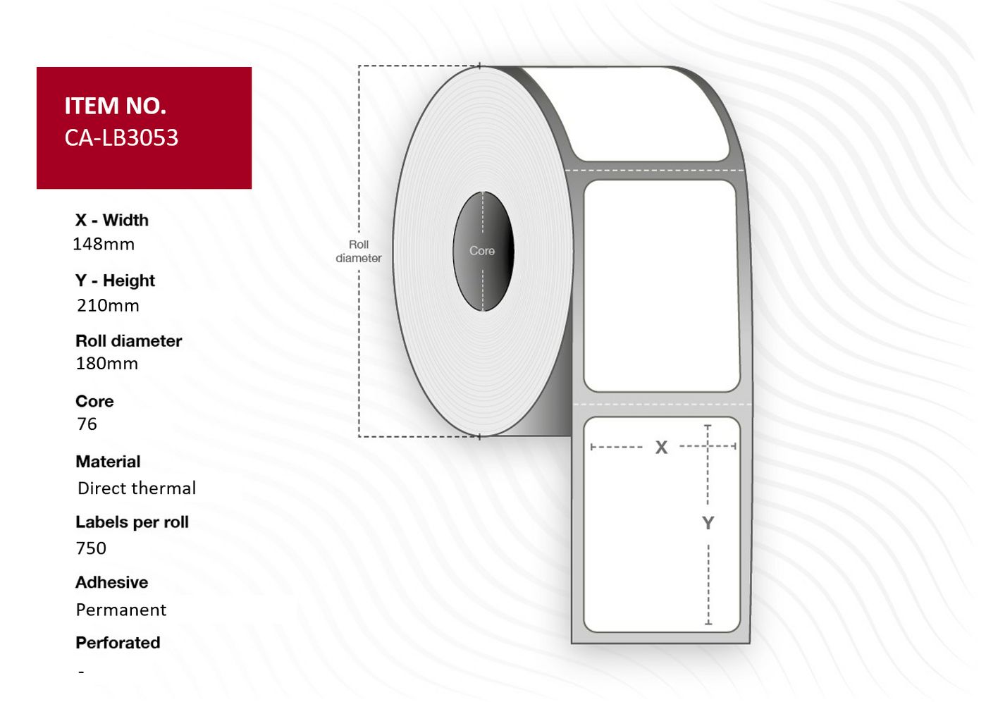 Capture CA-LB3053 Printer Labels – White Direct Thermal Roll 148x210mm 750/roll
