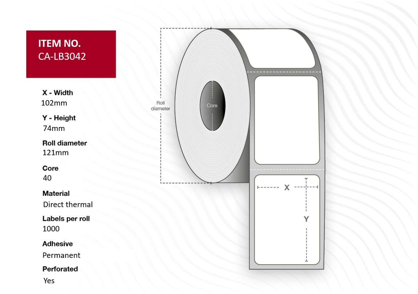 Capture CA-LB3042 Printer Labels – White Direct Thermal Roll 102x74mm ...