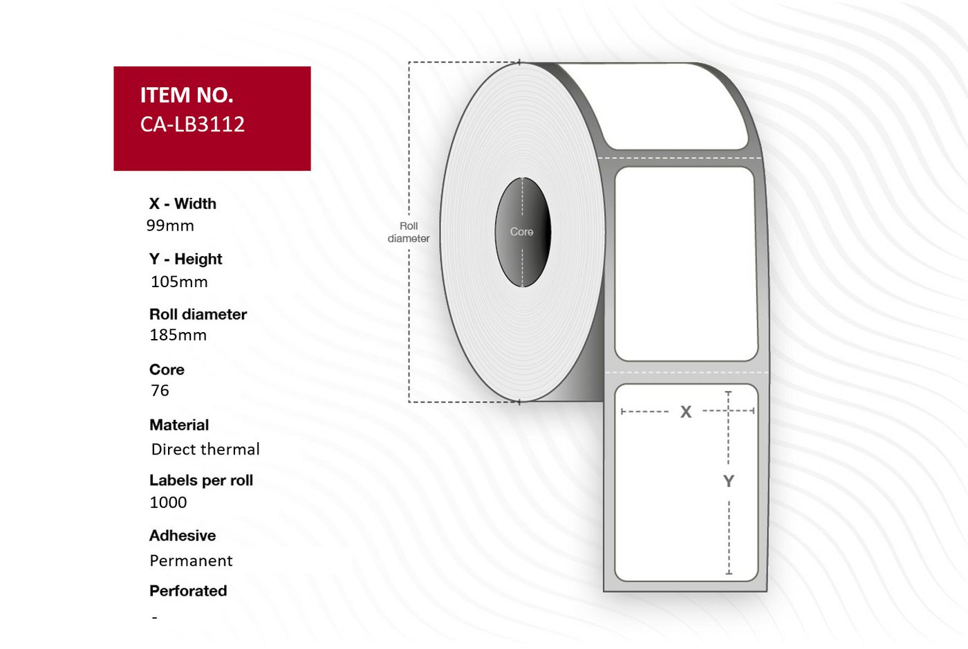 Capture CA-LB3112 Printer Labels – White, Direct Thermal, 99x105mm, 1000 Labels per Roll