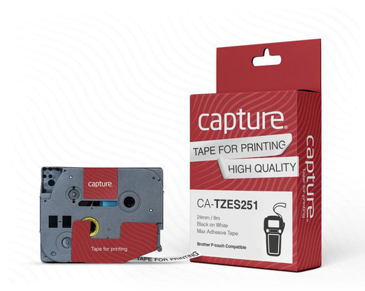 Capture CA-TZES251 Label Making Tape – 24mm x 8m Black on White