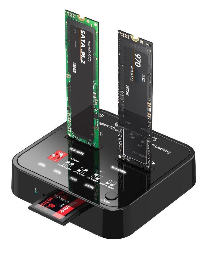 CoreParts MS-CLONER-M2-SD Media Duplicator – M.2 SSD Clone Dock, USB-C, SD Reader