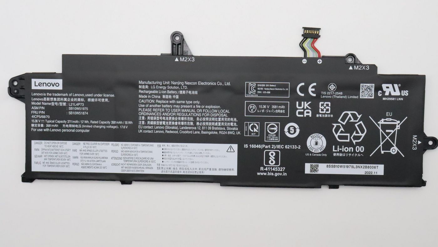 Lenovo 5B10W51874 Internal Battery – 57Wh 4-Cell 15.36V Li-ion