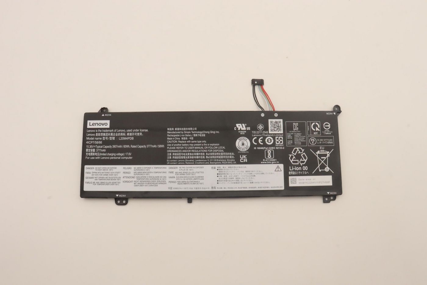 Lenovo 5B11C22842 Battery – 15.36V 60Wh 4-Cell Li-ion Replacement