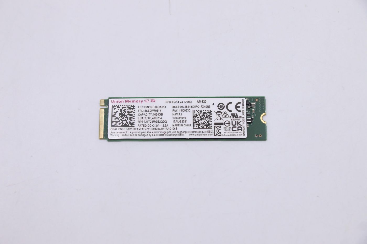 Lenovo 5SS0W79514 1TB M.2 PCIe 4.0 NVMe Internal SSD – 3500MB/s Read, OPAL Security