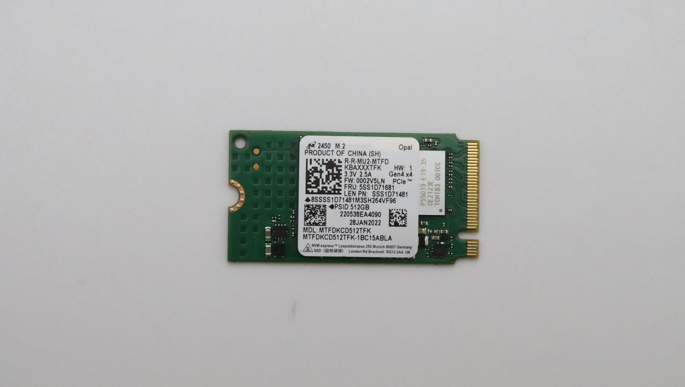 Lenovo 5SS1D71681 M.2 2242 SSD – 512GB PCIe 4x4 OPAL Certified Solid State Drive