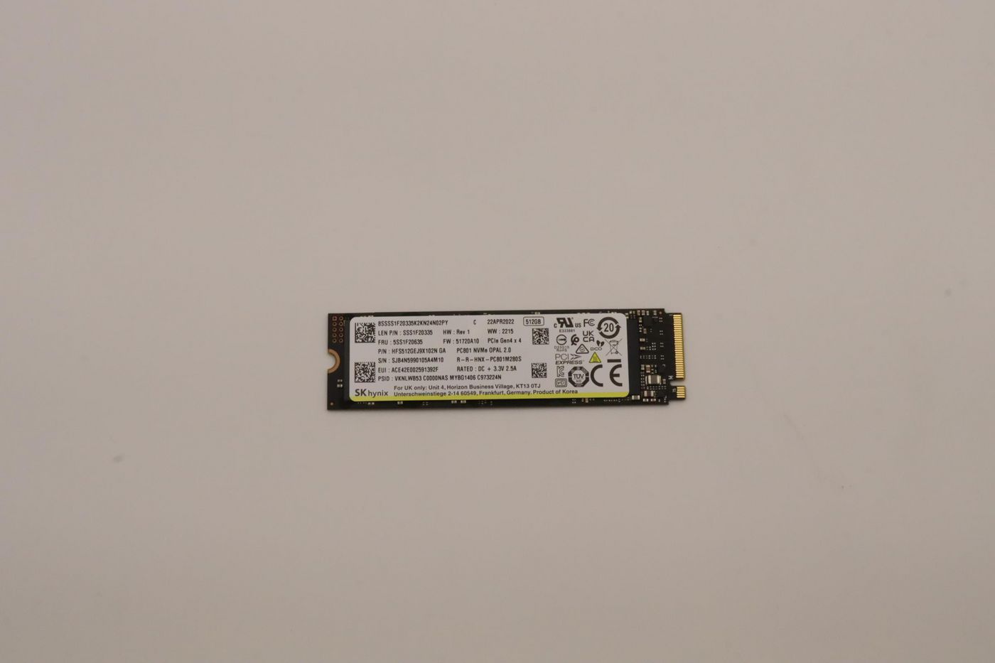 Lenovo 5SS1F20635 Internal SSD – M.2 2280 512GB PCIe 4.0 x4 OPAL2