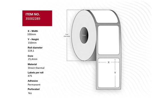 Capture CA-LB5155 Printer Labels 100x150mm Direct Thermal White Permanent 500/Roll