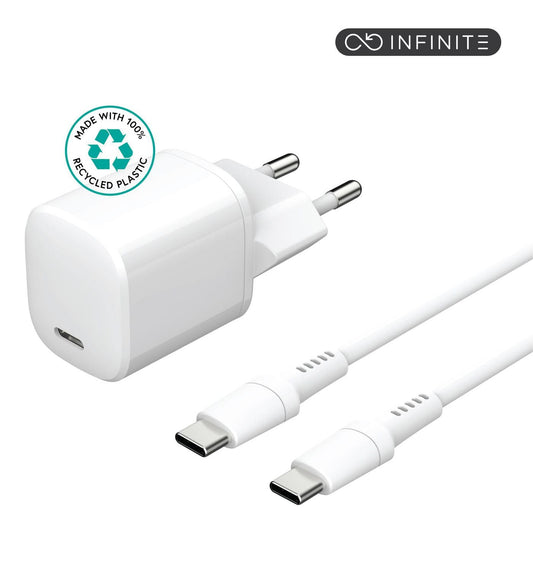 eSTUFF ES637600 20W USB-C PD Charger Kit with 1.5m Cable - White
