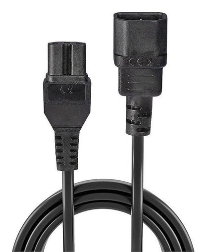 Lindy 30314 Power Cable – IEC C14 to IEC C15 2m Black H05-VVF 3G 1.00mm²