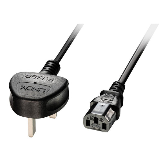 Lindy 30434 3m UK 3 Pin Plug to IEC C13 Power Cable – Black