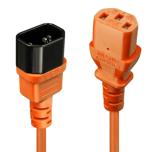 Lindy 30474 IEC Extension Cable 1m – Orange Power Lead C14 to C13