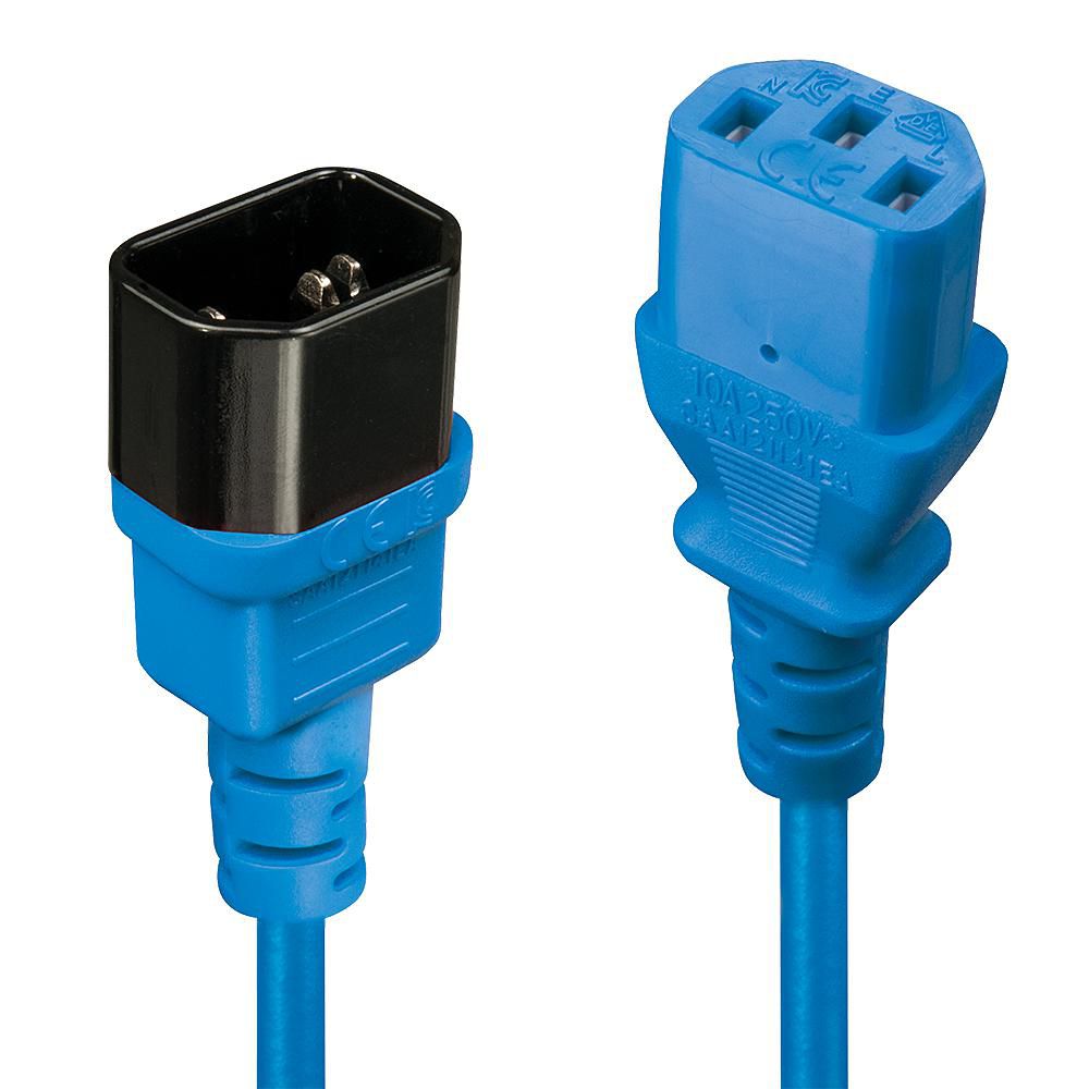 Lindy 30470 IEC Extension Cable – C14 to C13 Blue 0.5m Power Lead