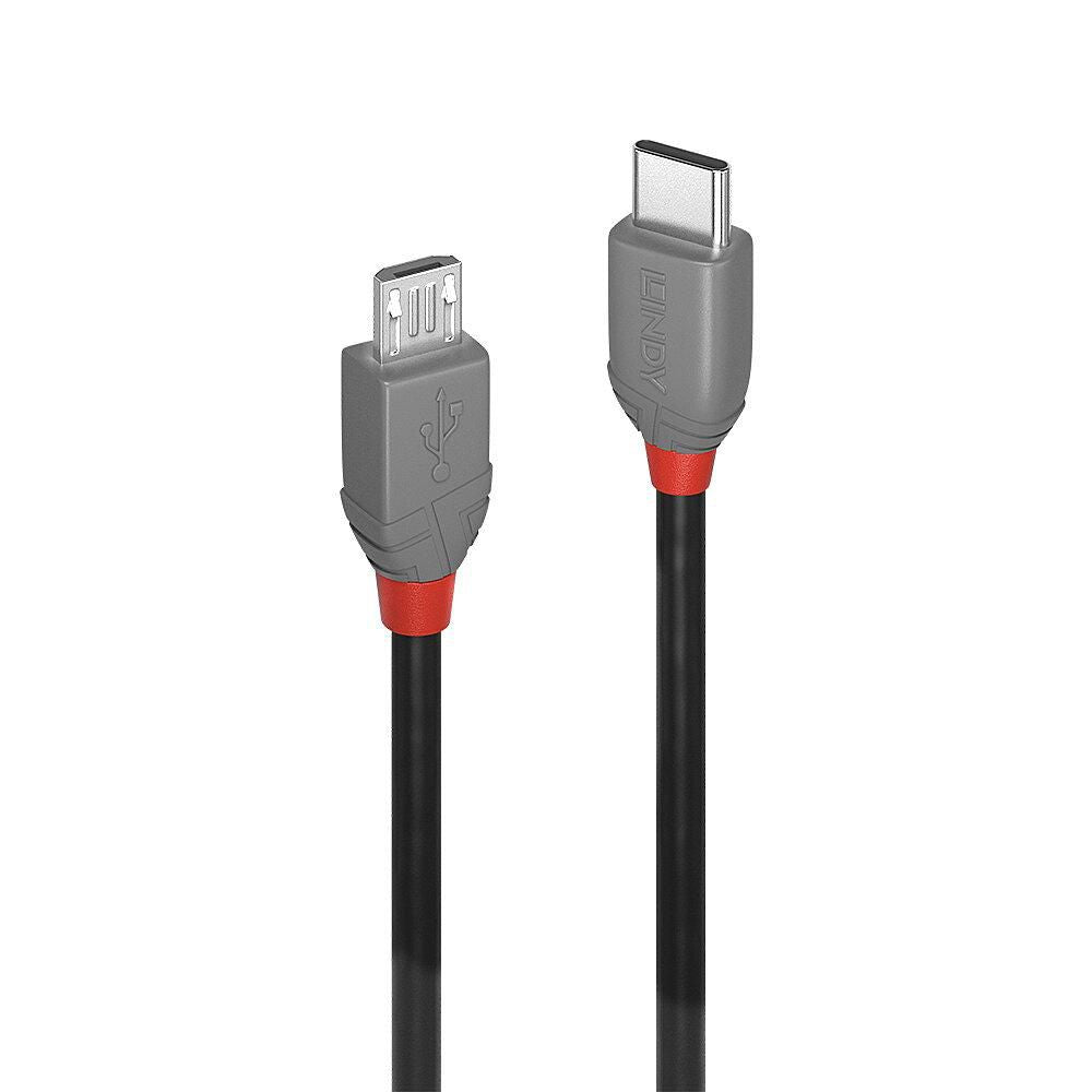 Lindy 36890 USB 2.0 Type C to Micro-B Cable 0.5m Black/Grey