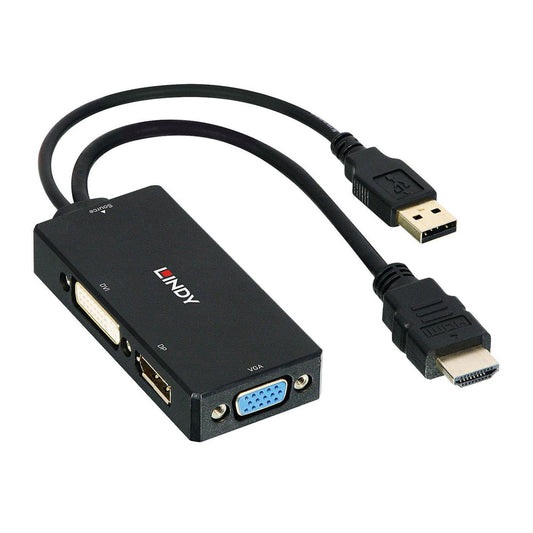 Lindy HDMI to DisplayPort, DVI & VGA Converter – 4K UHD, Plug & Play, Black