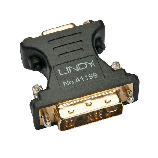 Lindy DVI-A Male to VGA Female Adapter – Black, Gold Plated Contacts