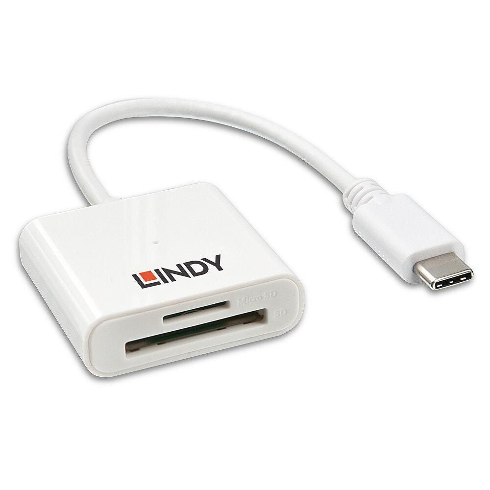 Lindy 43185 Card Reader – USB 3.1 Type-C SD/microSD 5Gbps White