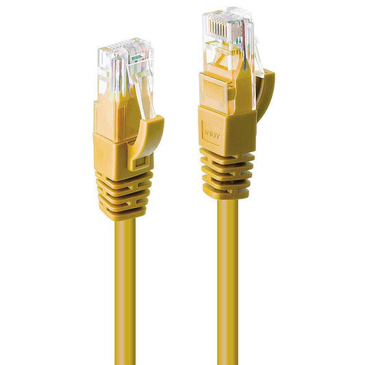 Lindy 10m Cat6 U/UTP Network Cable – Yellow, Snagless RJ45, 10-Year Warranty