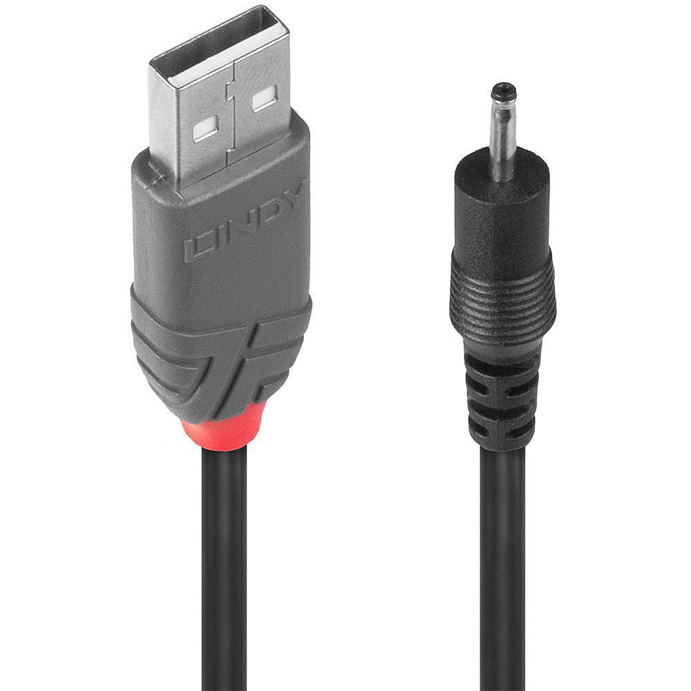 Lindy 70265 USB to 0.7mm Inner / 2.5mm Outer DC Cable 1.5m Black