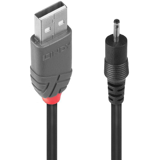Lindy 70265 USB to 0.7mm Inner / 2.5mm Outer DC Cable 1.5m Black