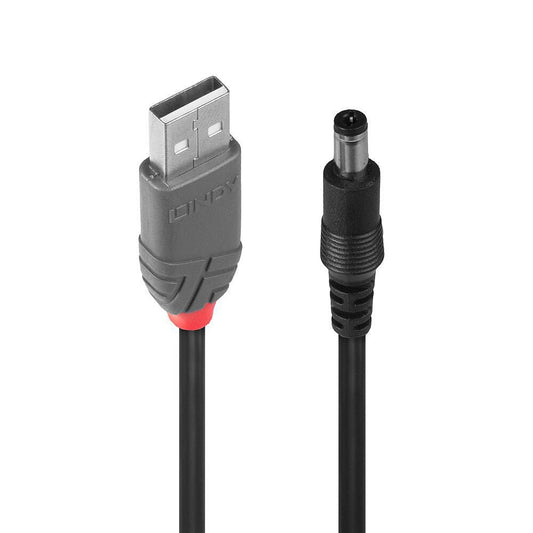 Lindy 70268 USB A Male to DC 5.5/2.1 mm Male Adapter Cable 1.5m