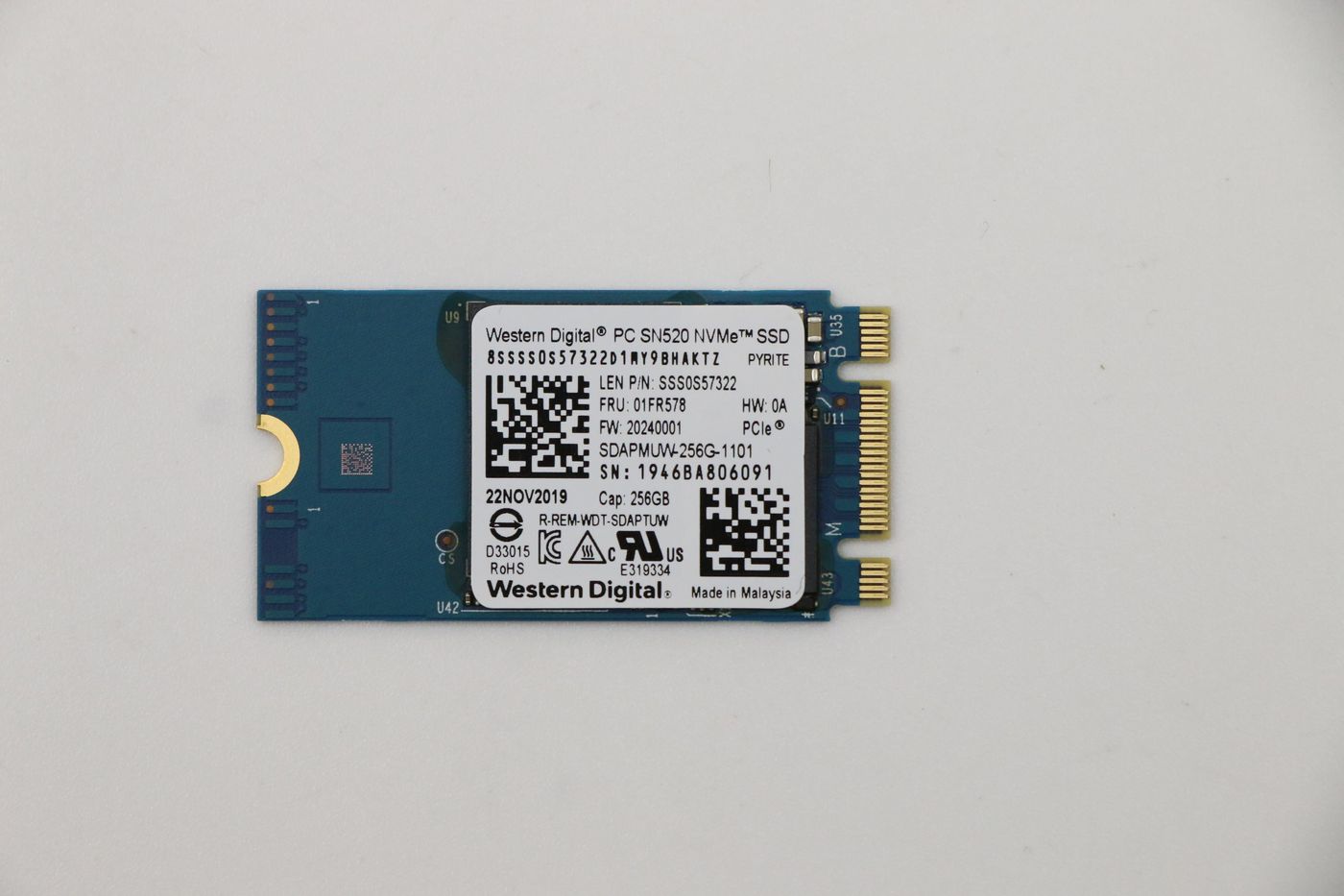 Lenovo 01FR578 SSD – M.2 PCIe NVMe 2242 256GB Gen3x2 Solid State Drive