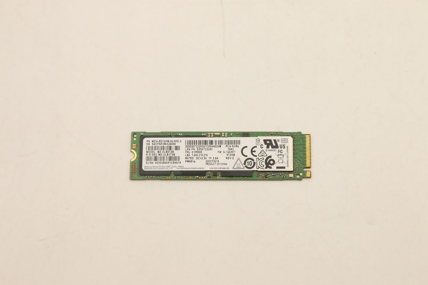 Lenovo 01FR595 512GB M.2 PCIe NVMe SSD – 3500MB/s Read, 2900MB/s Write, AES-256