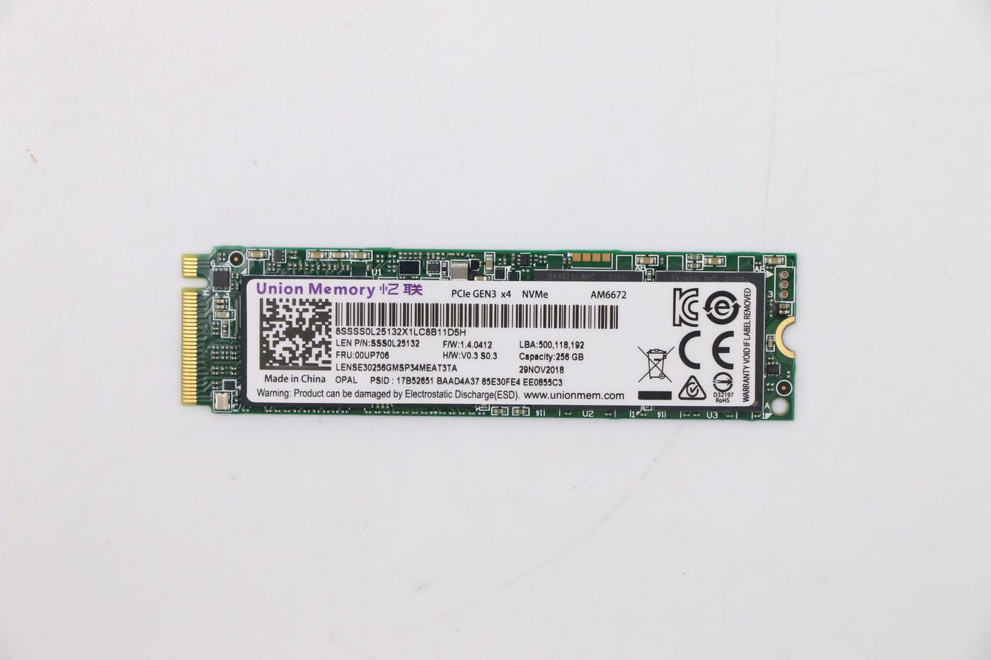 Lenovo 00UP706 Internal SSD – 256GB PCIe 3.0 x4 NVMe M.2 2280