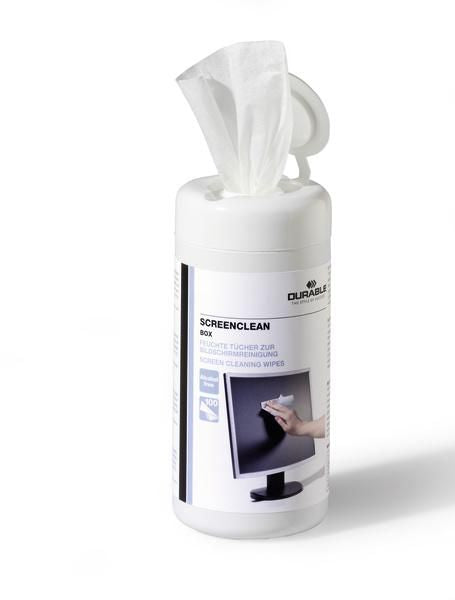 Durable 573602 Equipment Cleansing Kit – Alcohol-Free Screen Cleaning Wipes, 100 Pack