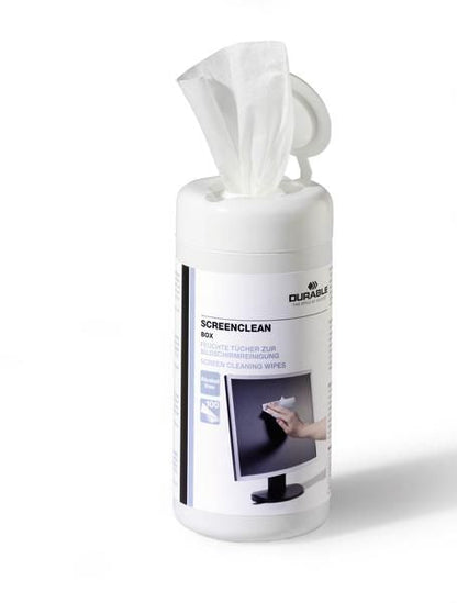 Durable 573602 Equipment Cleansing Kit – Alcohol-Free Screen Cleaning Wipes, 100 Pack