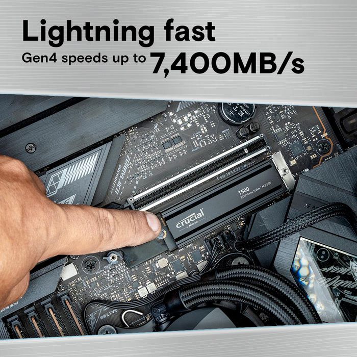 Crucial CT1000T500SSD5 1TB M.2 Gen4 NVMe SSD with Heatsink – PS5 & PC Compatible
