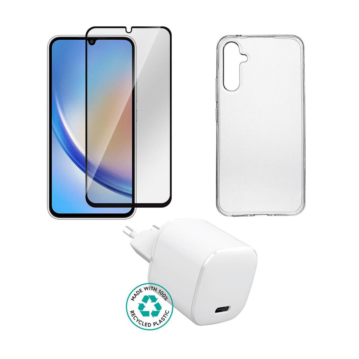 eSTUFF ES-KIT-SAMGALA36 Smart Device Chargers Kit with Charger, Cover & Glass