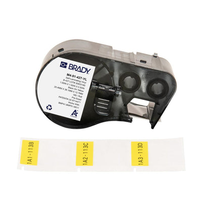 Brady M4-91-427-YL Self-Laminating Vinyl Labels – 25.4 x 38.1mm, Yellow, 180 Pack