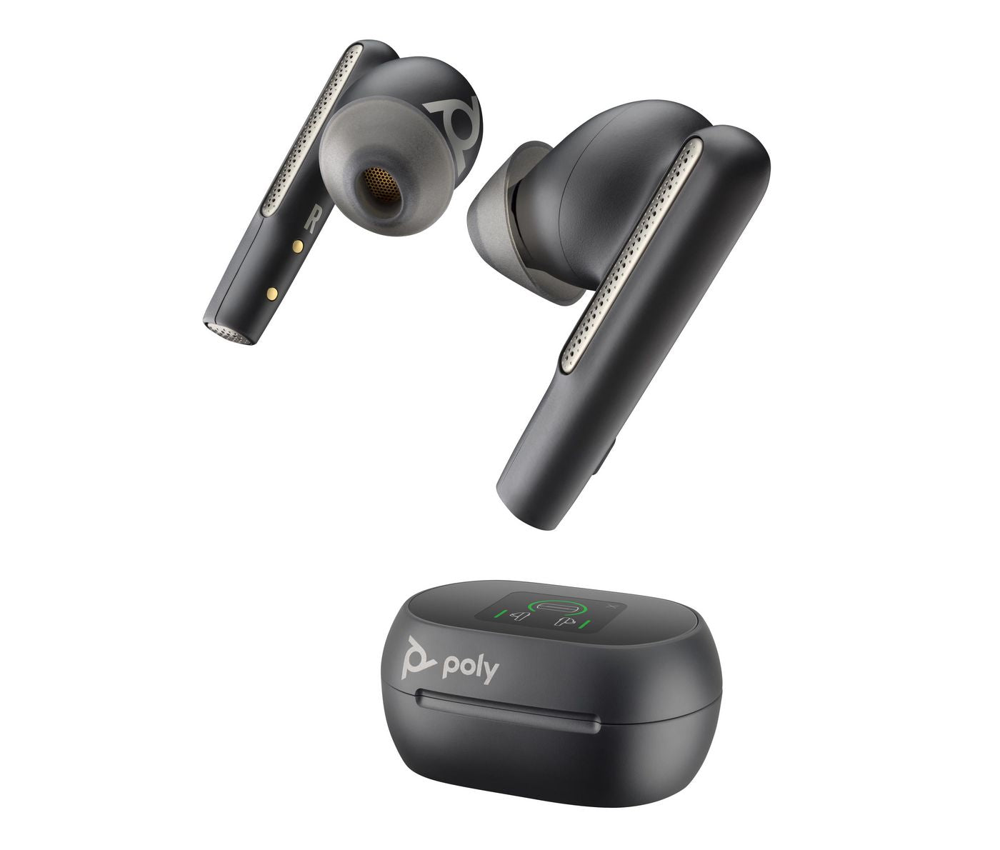 HP 7Y8G4AA Poly Voyager Free 60+ UC Carbon Black Earbuds with BT700 USB-C Adapter & Touchscreen Charge Case