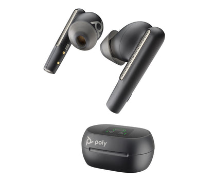 HP 7Y8G4AA Poly Voyager Free 60+ UC Carbon Black Earbuds with BT700 USB-C Adapter & Touchscreen Charge Case
