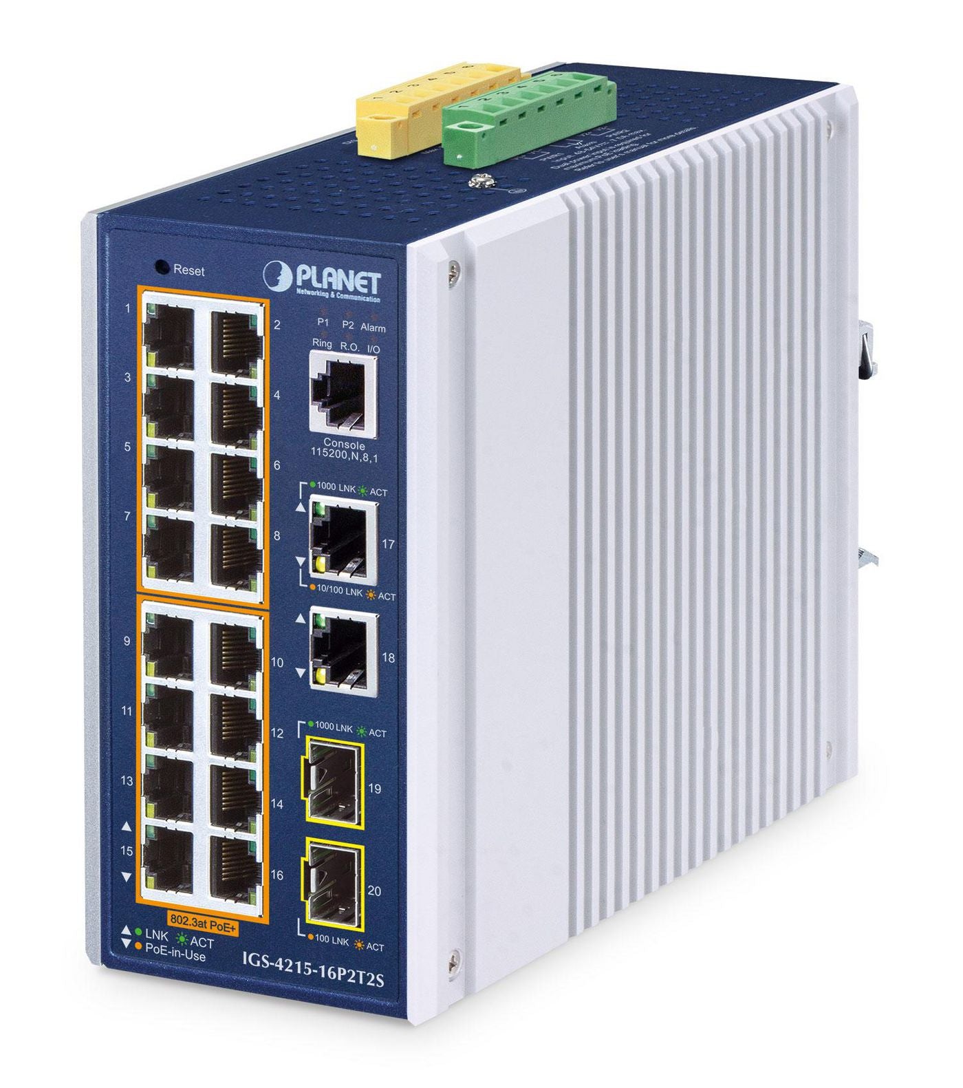 Planet IGS-4215-16P2T2S Industrial 16-Port PoE+ Managed Switch 40Gbps IP30