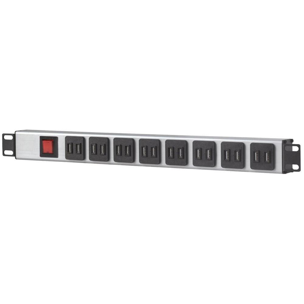 Intellinet I-CASE STRIP-U16F 16-Port USB-A 1U Rackmount Power Distribution Unit