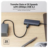 Hyper HD4001GL USB-C Hub – 4-Port 4K HDMI 100W PD 10Gbps Aluminium