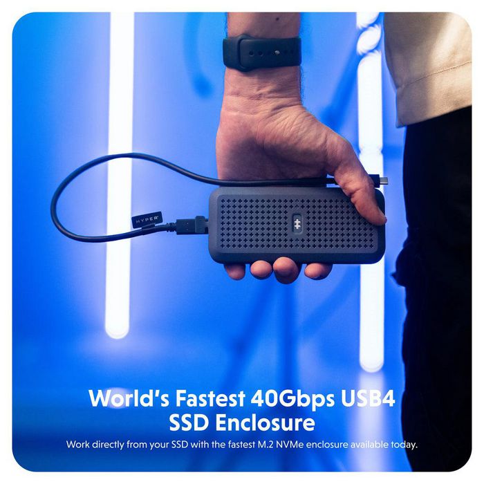 Hyper HD5001GL SSD Enclosure – USB4 40Gbps M.2 NVMe PCIe 3/4 4TB Max