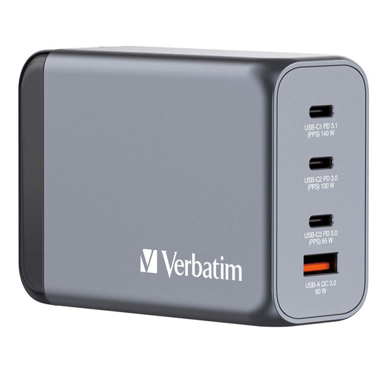 Verbatim 32205 GaN Charger 240W 4-Port USB-C/A Fast Charging Wall Adapter