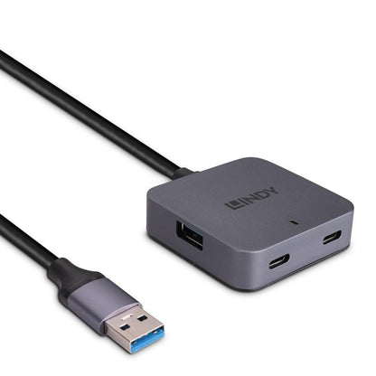 Lindy 43388 5m USB 3.0 Hub – 4-Port, SuperSpeed 5Gbps, Aluminium, CE Certified