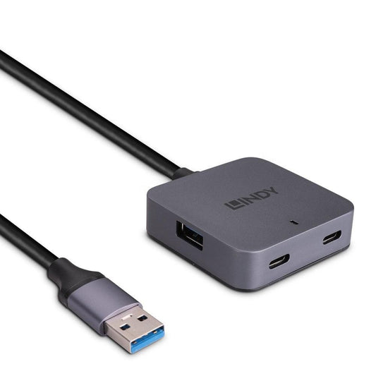 Lindy 43388 5m USB 3.0 Hub – 4-Port, SuperSpeed 5Gbps, Aluminium, CE Certified