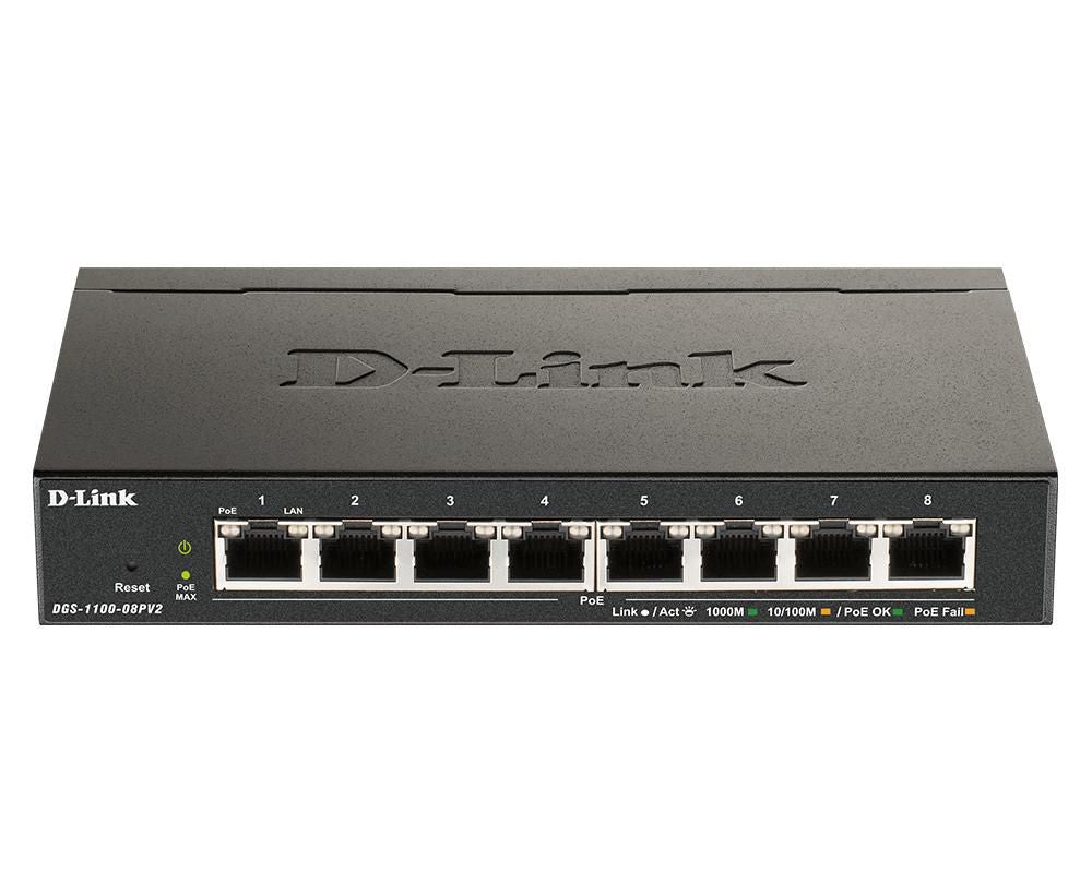D-Link DGS-1100-08PV2/E 8-Port Gigabit PoE Managed Network Switch
